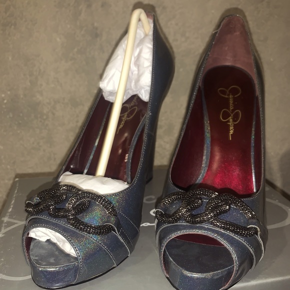 Jessica Simpson Dalia Carbon Iridescent Platform Heel sz 8.5 - Picture 3 of 7